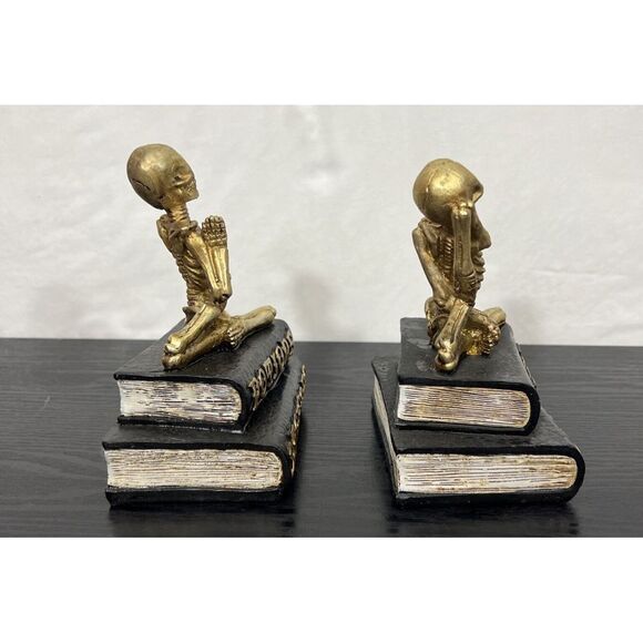 2 Skeleton Potion &Poisons and Book of Spells Decor Halloween Gold and Black - Picture 5 of 12